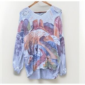 Michael Leu Oversized Knit Sweater Womens One Size OS  Art Apparel Desert Print